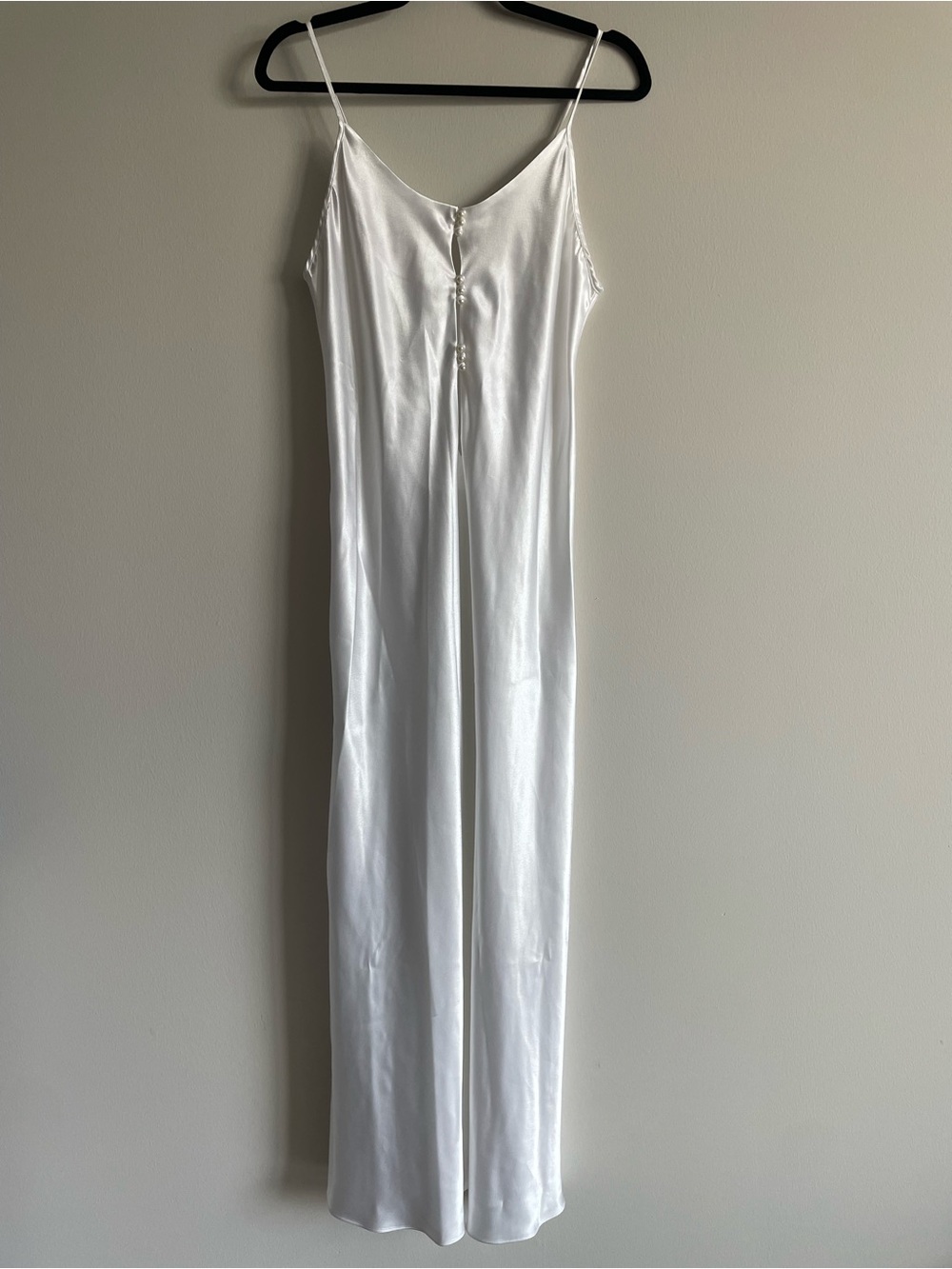 Vintage Miss Dior Nightgown Long Maxi Slip Dress White Satin Pearl Button Bridal